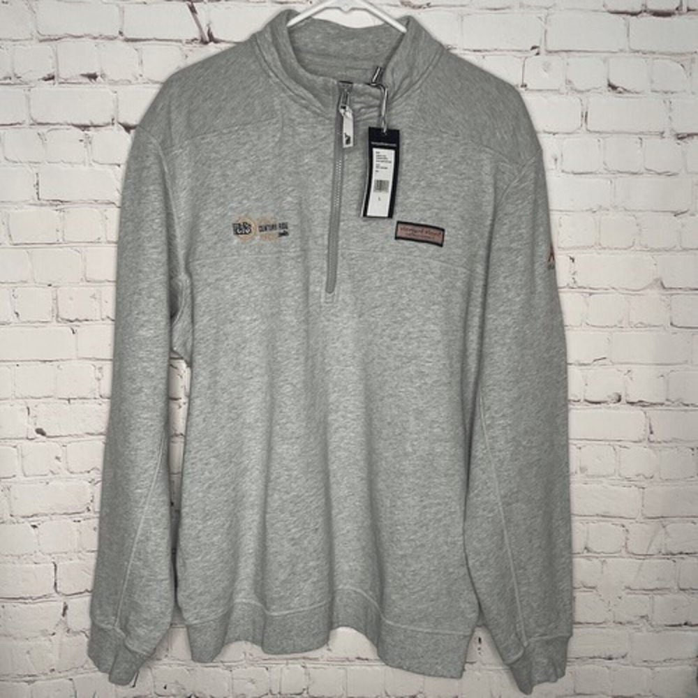 NWT Vineyard Vines Heater Gray Chest/Han Logo 1/4 Zip Sweatshirt Men L Vietnam